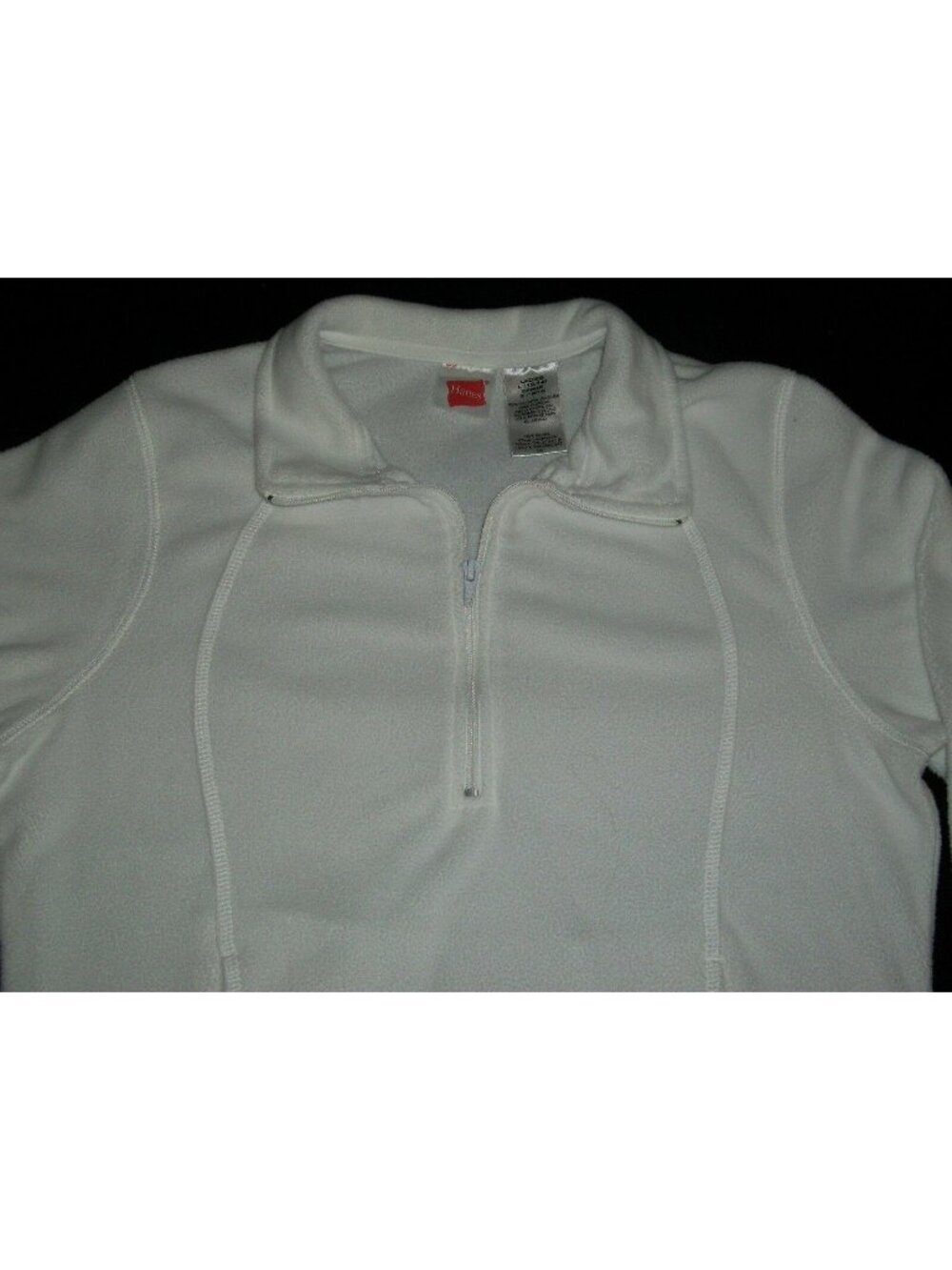 Hanes Women's Fleece Sweatshirt Size L White Zipper Collar Pockets